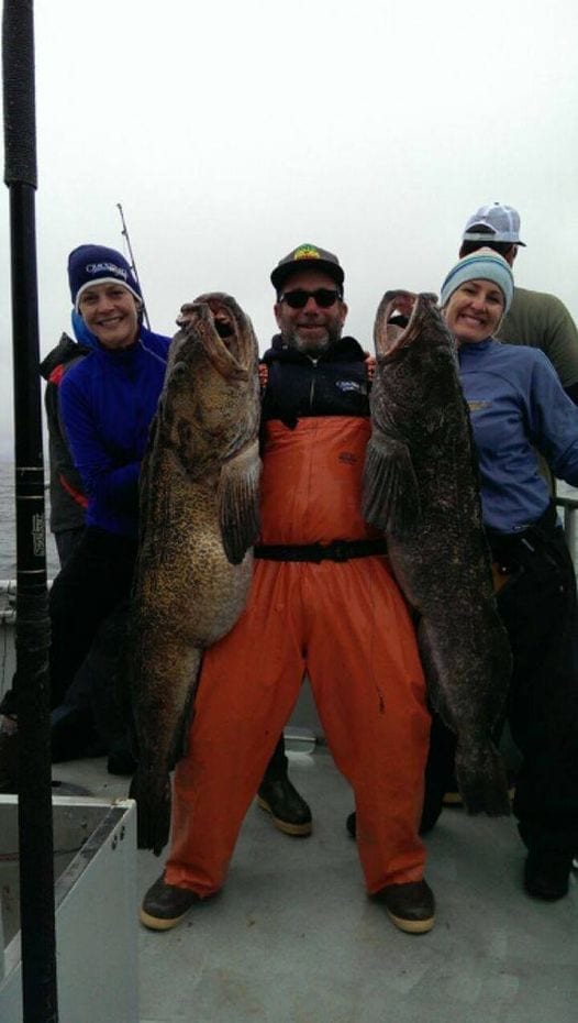 Rosy Audette and I with a couple of colossal Ling Cod yester...